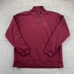 Calvin Klein CK Sweater Men XXL 2XL Burgundy Casual Pullover Sweatshirt 1/4 Zip